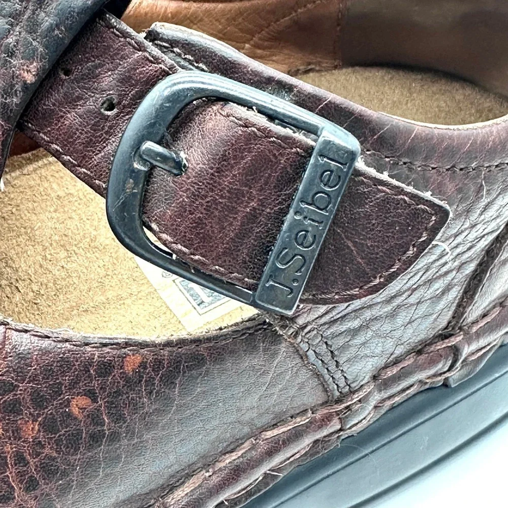 Josef Seibel Mens Brown Leather Fisherman Sandals Closed Toe Buckle Shoes Sz 44